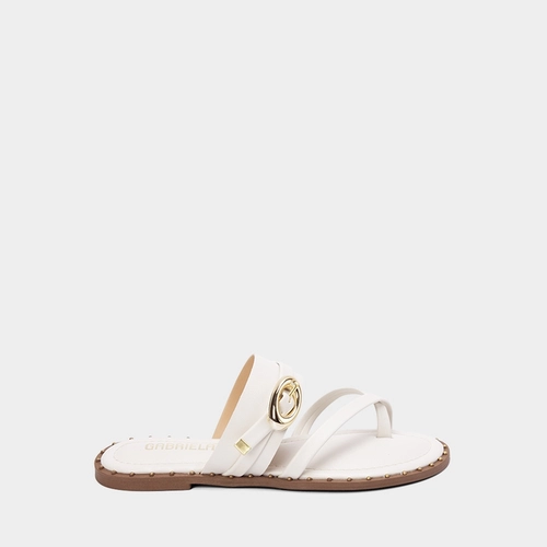 Rasteira de Dedo Feminina Gabriela Fivela Off White
