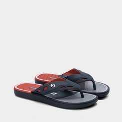 Chinelo Cartago Masculino Tiras Recortes Azul e Vermelho