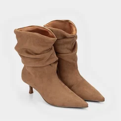 Ankle Boot Gabriela Salto Médio Drapeado Caramelo