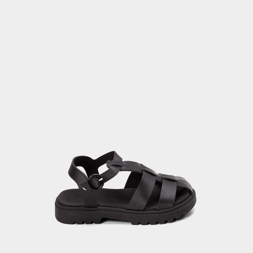 Sandália Molekinha Tratorada Multitiras Preta