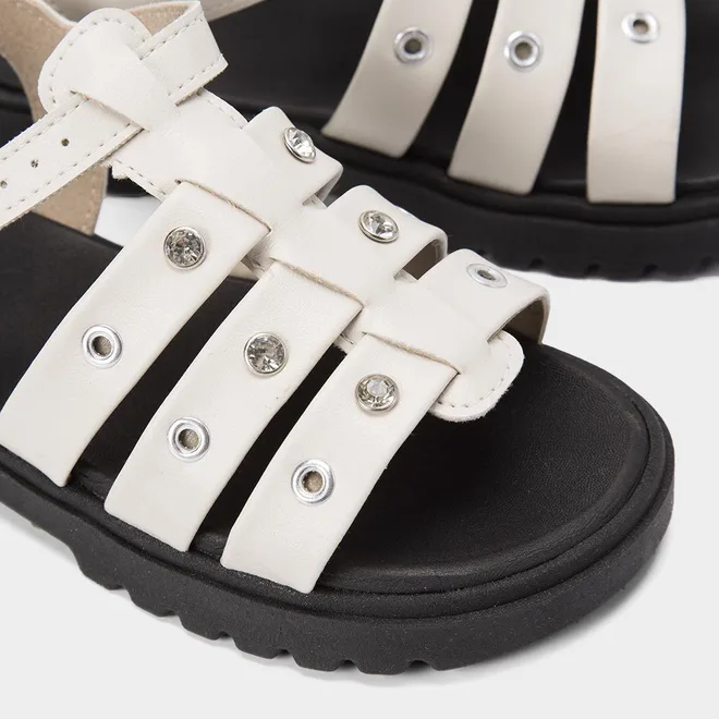Sandália Aranha Molekinha Tratorada Ilhós Off White