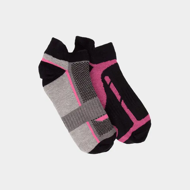 Kit Meia STZ Cano Curto 2 Pares Cinza Detalhe Rosa 34-38