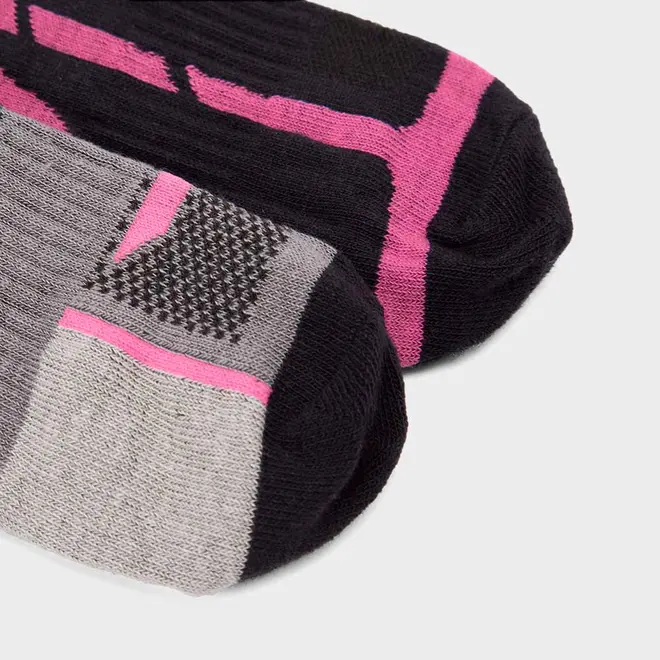 Kit Meia STZ Cano Curto 2 Pares Cinza Detalhe Rosa 34-38