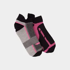 Kit Meia STZ Cano Curto 2 Pares Cinza Detalhe Rosa 34-38