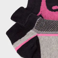 Kit Meia STZ Cano Curto 2 Pares Cinza Detalhe Rosa 34-38