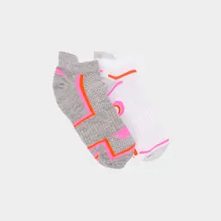 Kit Meia STZ Cano Curto 2 Pares Cinza Detalhe Neon 34-38