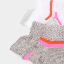 Kit Meia STZ Cano Curto 2 Pares Cinza Detalhe Neon 34-38
