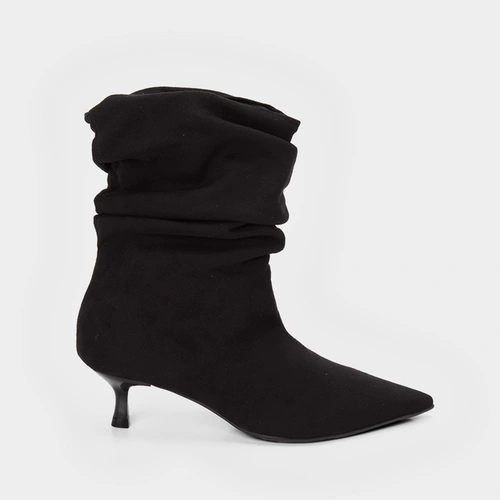 Ankle Boot Gabriela Salto Médio Drapeado Preto