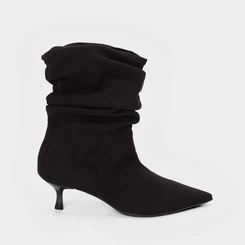 Ankle Boot Gabriela Salto Médio Drapeado Preto
