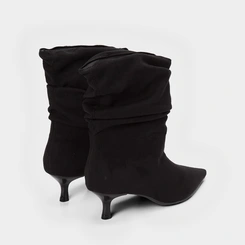 Ankle Boot Gabriela Salto Médio Drapeado Preto