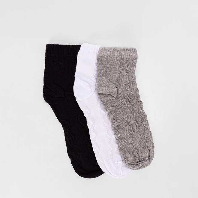 Kit Meia Feminina STZ Cano Baixo Relevo 3 Pares 34-38 Multicolor