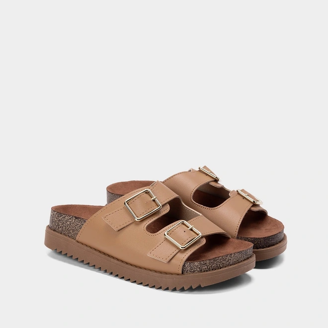 Tamanco Papete Moleca Flatform Fivela Caramelo