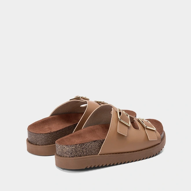 Tamanco Papete Moleca Flatform Fivela Caramelo