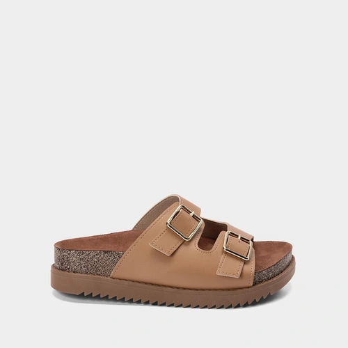 Tamanco Papete Moleca Flatform Fivela Caramelo