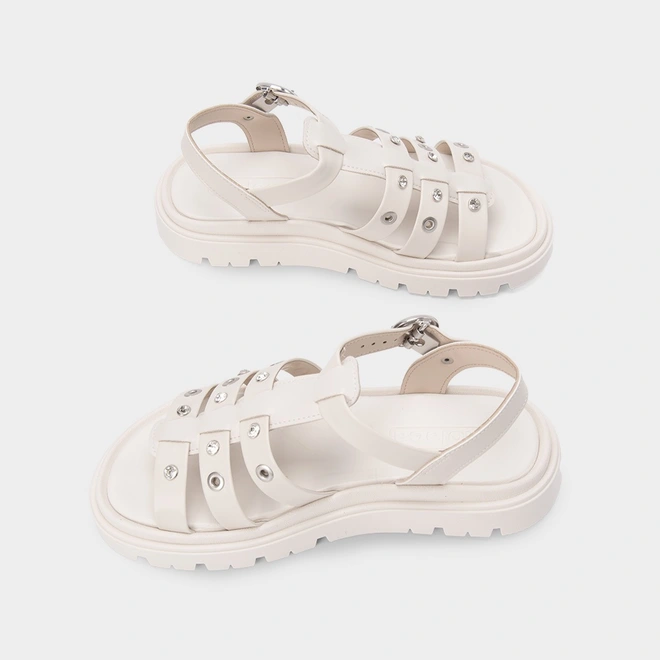 Sandália Aranha Moleca Flatform Tratorada Ilhós Off White