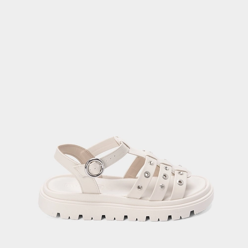 Sandália Aranha Moleca Flatform Tratorada Ilhós Off White