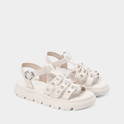 Sandália Aranha Moleca Flatform Tratorada Ilhós Off White