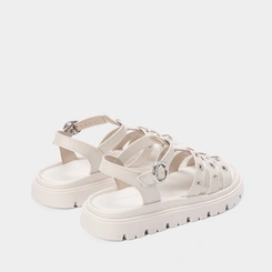 Sandália Aranha Moleca Flatform Tratorada Ilhós Off White
