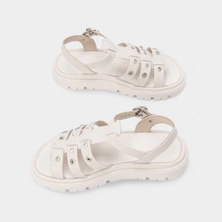 Sandália Aranha Moleca Flatform Tratorada Ilhós Off White