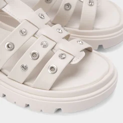 Sandália Aranha Moleca Flatform Tratorada Ilhós Off White