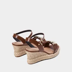 Sandália Espadrille Beira Rio Salto Médio Anabela Ráfia Marrom