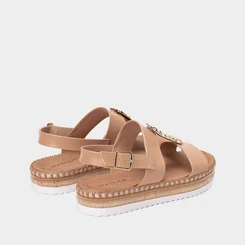 Sandália Flatform Moleca Aplicação Metalizada Caramelo