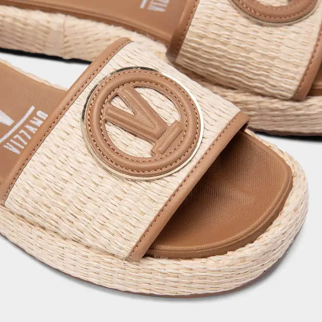 Tamanco Feminino Vizzano Flatform Ráfia Bege