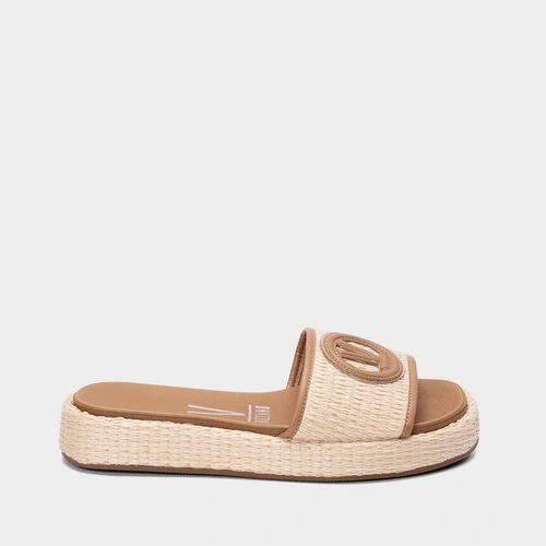 Tamanco Feminino Vizzano Flatform Ráfia Bege
