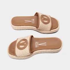 Tamanco Feminino Vizzano Flatform Ráfia Bege