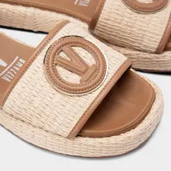 Tamanco Feminino Vizzano Flatform Ráfia Bege