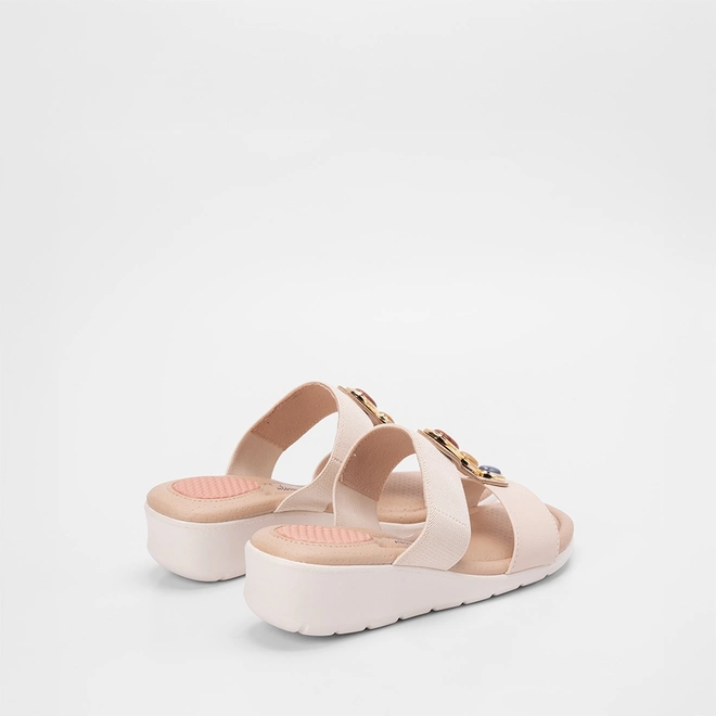 Tamanco Feminino Salto Médio Anabela Modare Ultraconforto Pedraria Off White
