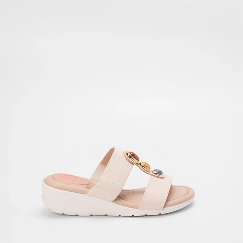 Tamanco Feminino Salto Médio Anabela Modare Ultraconforto Pedraria Off White