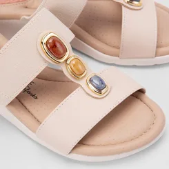 Tamanco Feminino Salto Médio Anabela Modare Ultraconforto Pedraria Off White