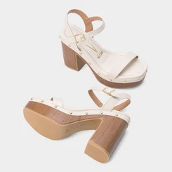 Sandália Meia Pata Vizzano Tachas Off White