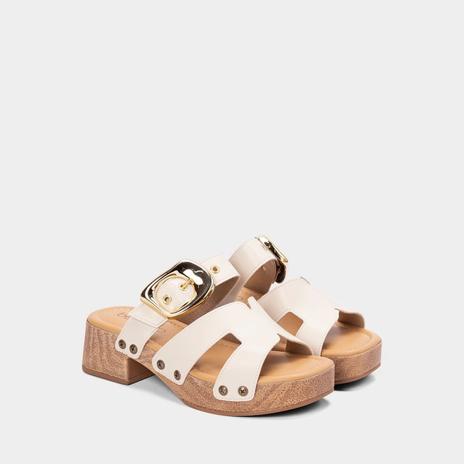 Tamanco Feminino Beira Rio Plataforma Detalhe Fívela Off White