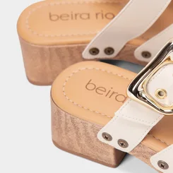 Tamanco Feminino Beira Rio Plataforma Detalhe Fívela Off White
