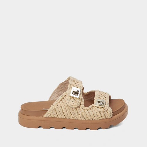 Sandália Papete Flatform Vizzano Rafia Feminina Bege
