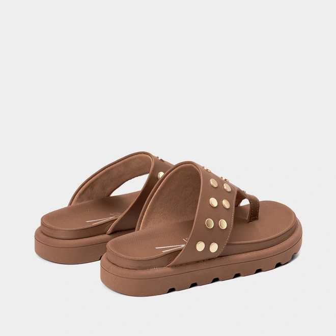 Tamanco Feminino Vizzano Tira Larga Detalhe Rebite Caramelo