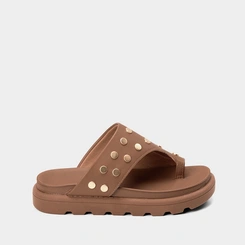 Tamanco Feminino Vizzano Tira Larga Detalhe Rebite Caramelo