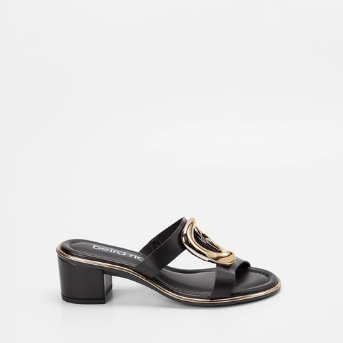 Tamanco Beira Rio Salto Bloco Médio Preto