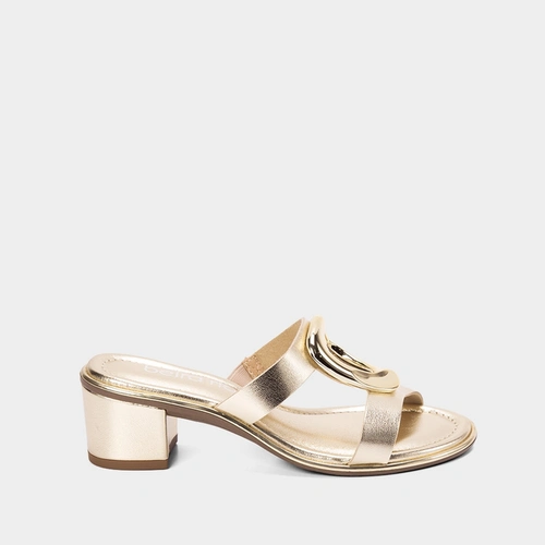 Tamanco Beira Rio Salto Bloco Médio Metalizado Ouro