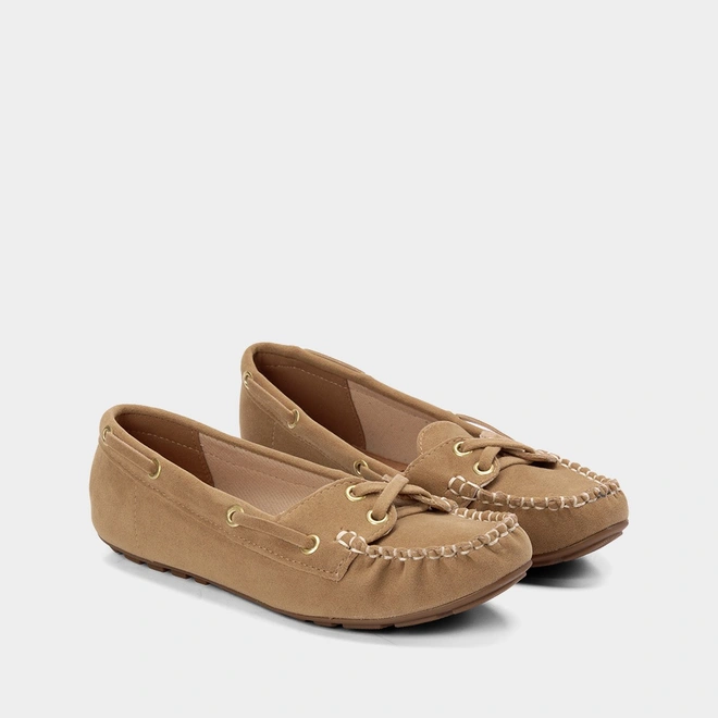 Mocassim Feminino Vizzano Camurça Bege