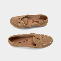 Mocassim Feminino Vizzano Camurça Bege