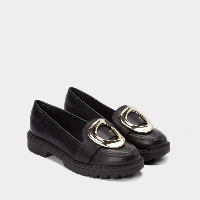 Mocassim Loafer Beira Rio Fivela Maxi Preto