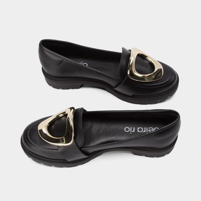 Mocassim Loafer Beira Rio Fivela Maxi Preto