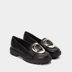 Mocassim Loafer Beira Rio Fivela Maxi Preto