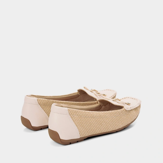 Mocassim Feminino Modare Ultraconforto Ráfia Detalhe Laço Bege
