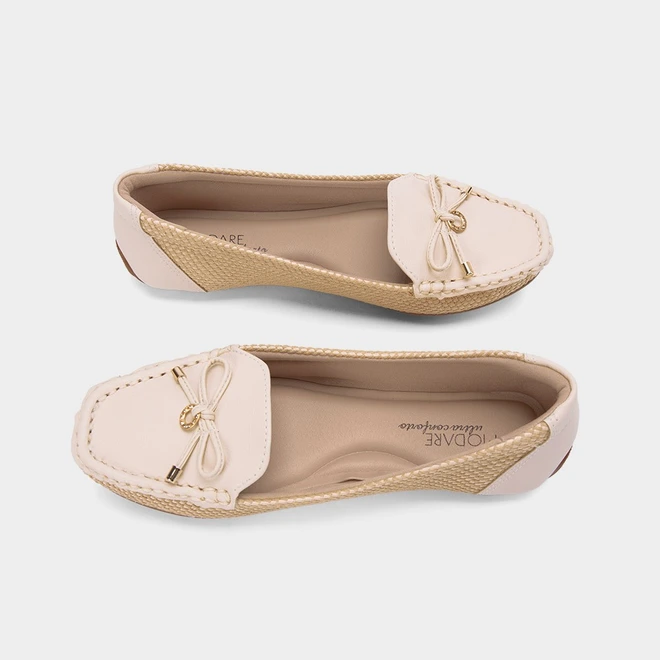 Mocassim Feminino Modare Ultraconforto Ráfia Detalhe Laço Bege