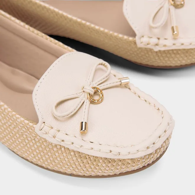 Mocassim Feminino Modare Ultraconforto Ráfia Detalhe Laço Bege