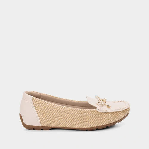 Mocassim Feminino Modare Ultraconforto Ráfia Detalhe Laço Bege